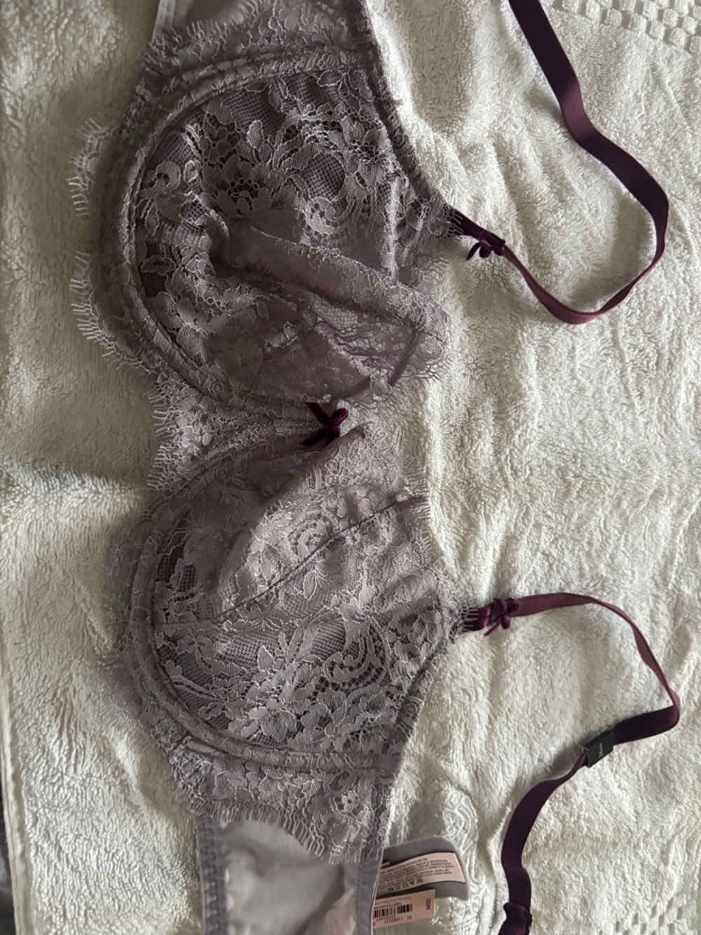 Lace Underwire Bra in Mauve with Plum Straps